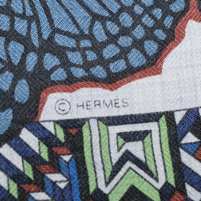 Hermes Multicolor Cashmere Silk Le Jaguar Et Le Colibri Shawl