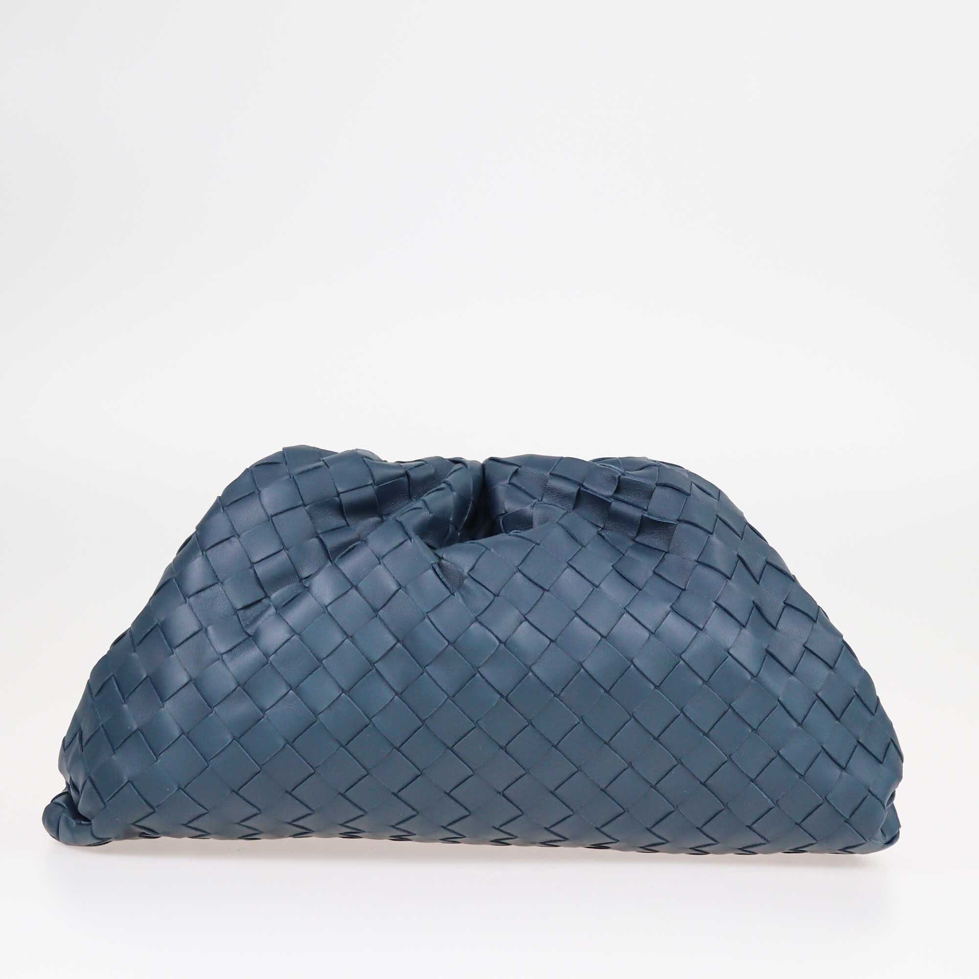 Bottega Veneta Teal Blue Intrecciato Classic The Pouch Clutch Bags Bottega Veneta 