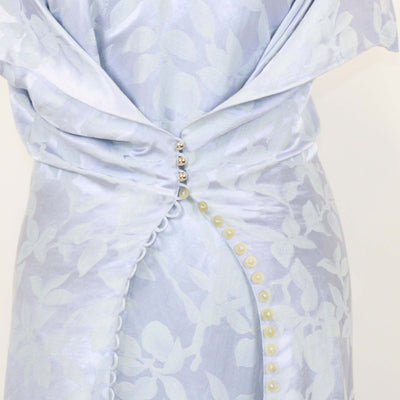Loewe Light Blue Linen Silk Blend Floral Asymmetric Midi Dress