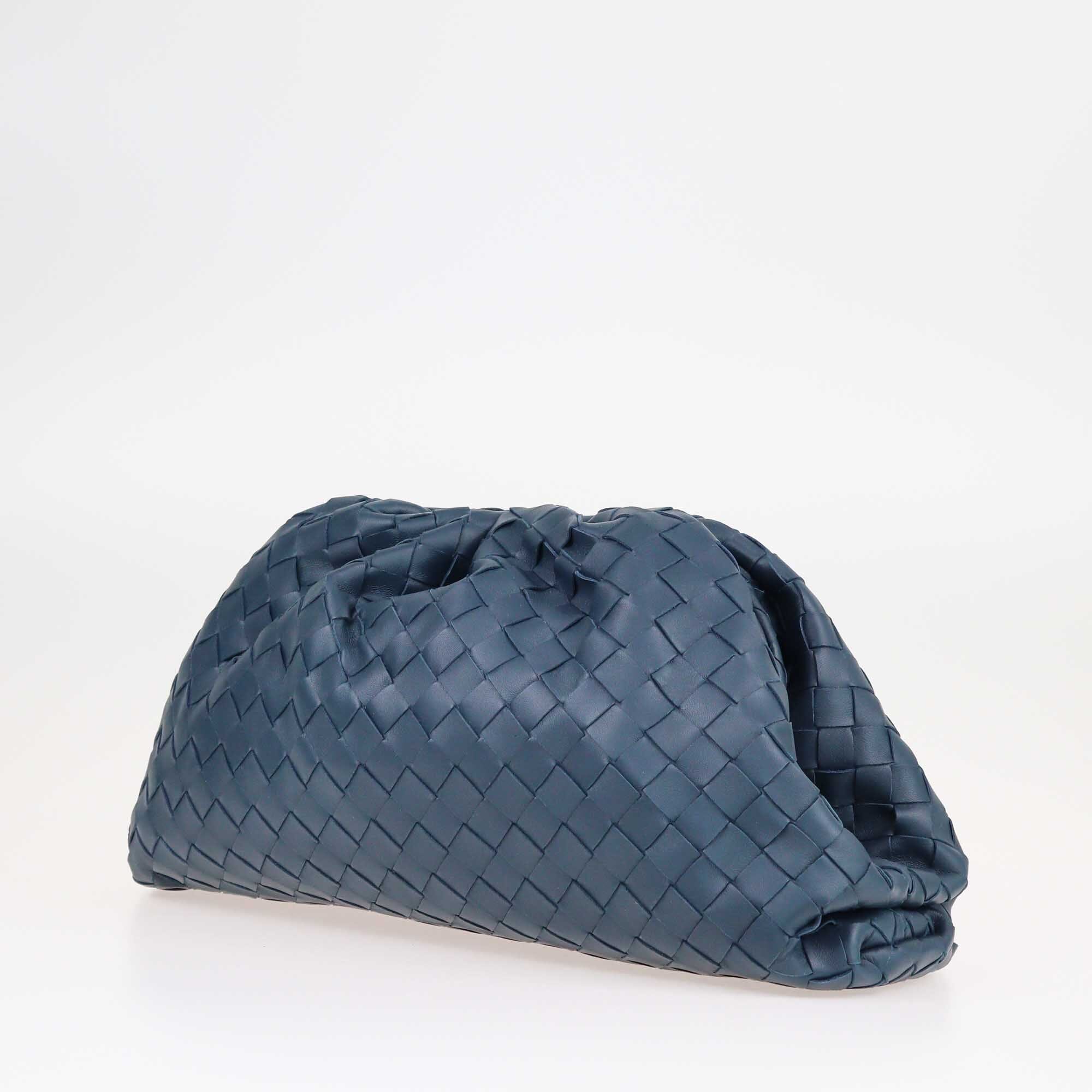 Bottega Veneta Teal Blue Intrecciato Classic The Pouch Clutch Bags Bottega Veneta 