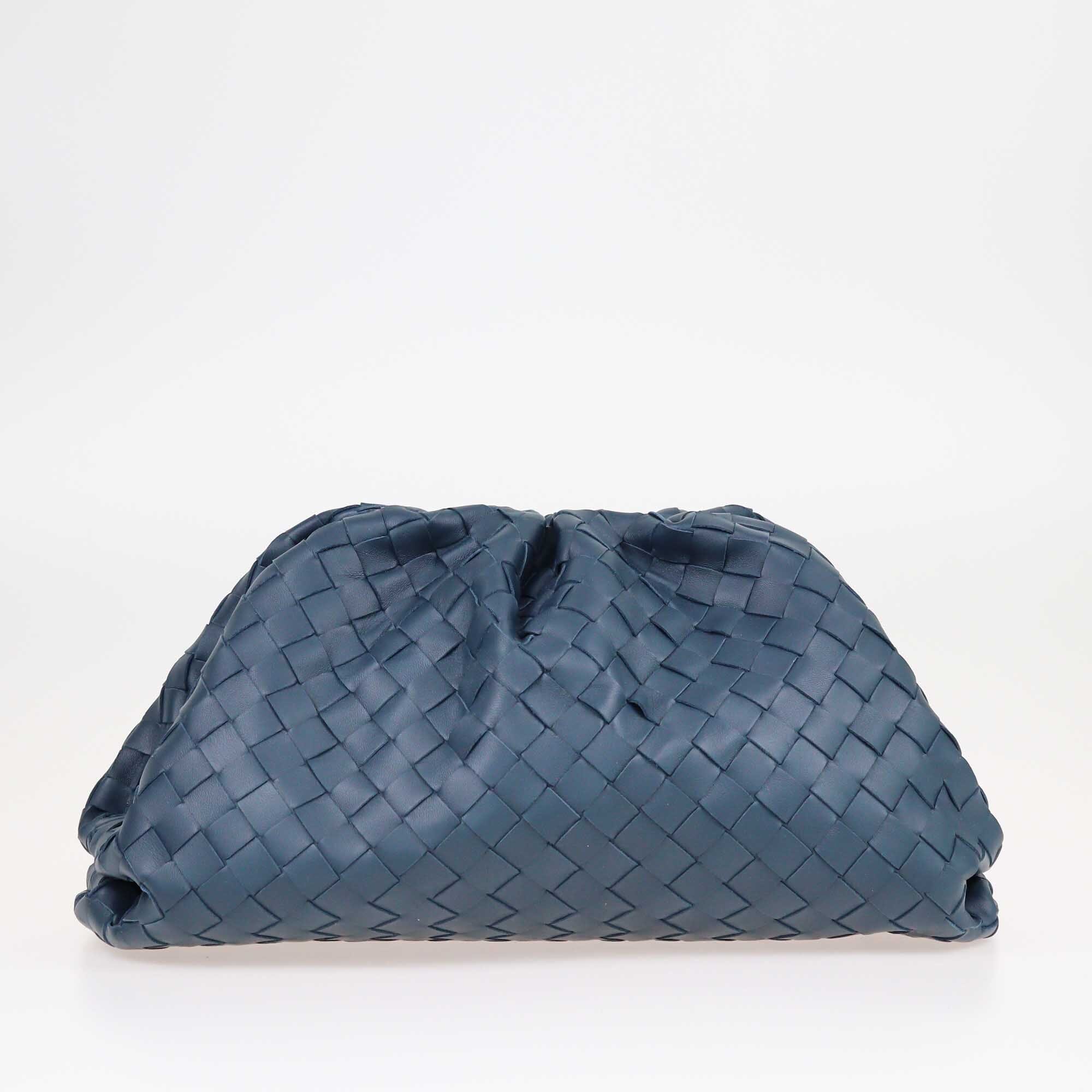 Bottega Veneta Teal Blue Intrecciato Classic The Pouch Clutch Bags Bottega Veneta 