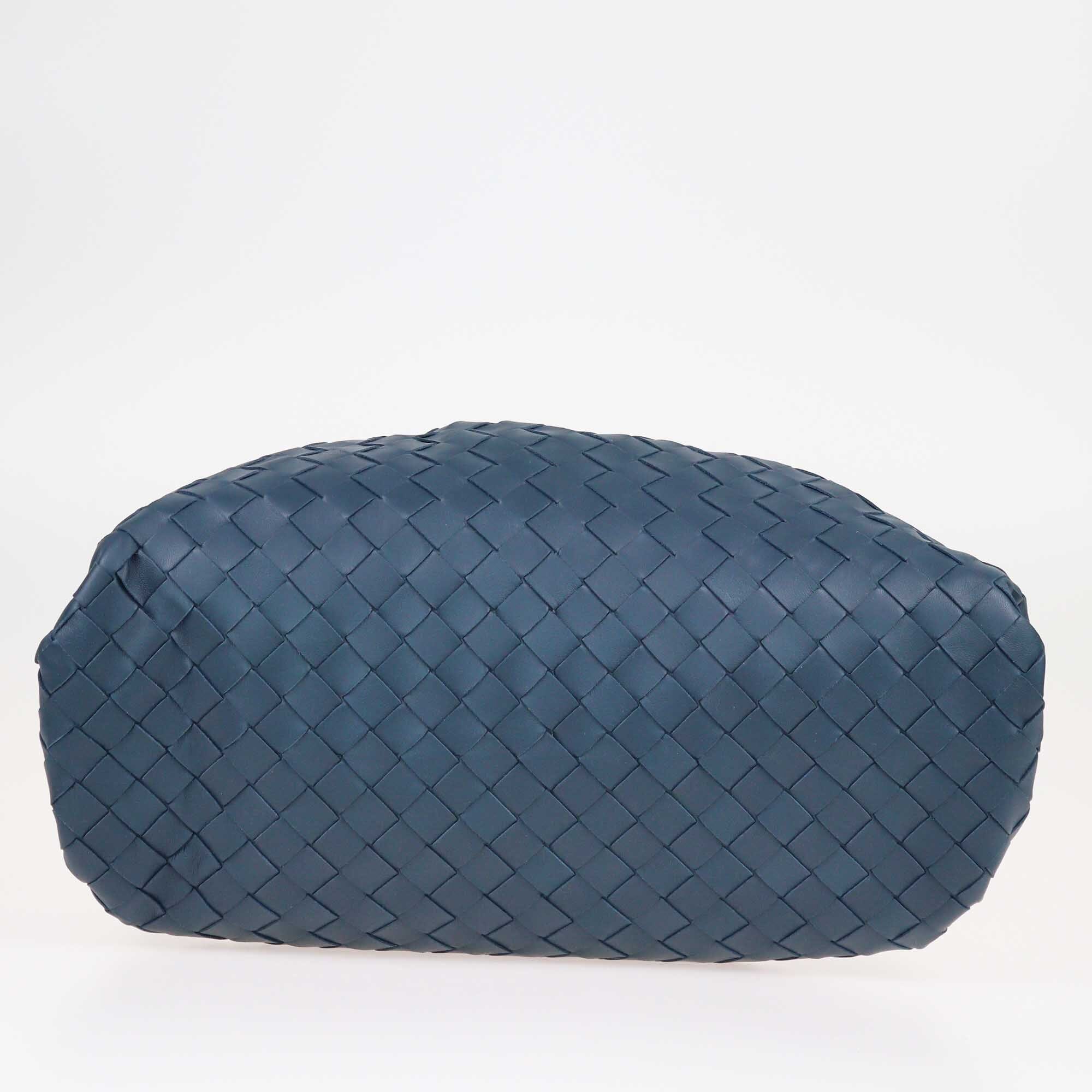 Bottega Veneta Teal Blue Intrecciato Classic The Pouch Clutch Bags Bottega Veneta 