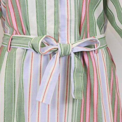 Stine Goya Multicolor Cotton Forest Stripe Workwear Midi Dress