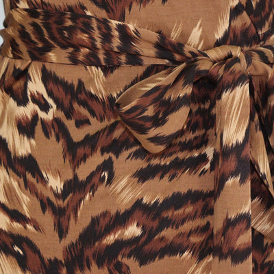 Diane Von Furstenberg Brown Silk Tiger New Jeanne Wrap Dress