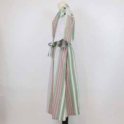 Stine Goya Multicolor Cotton Forest Stripe Workwear Midi Dress