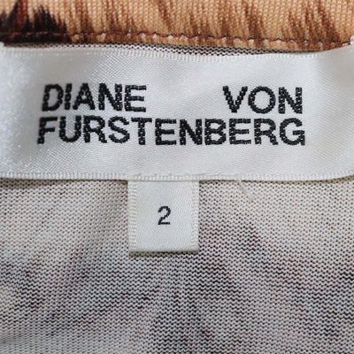 Diane Von Furstenberg Brown Silk Tiger New Jeanne Wrap Dress