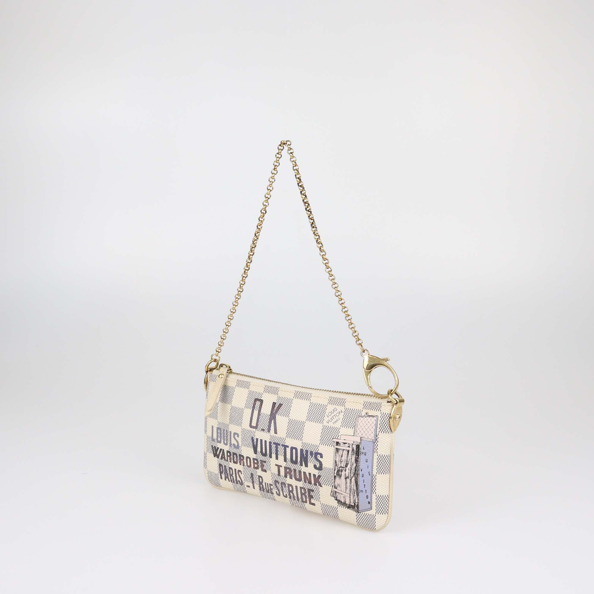 Louis Vuitton Damier Azur Trunks Labels Pochette Milla MM Bag