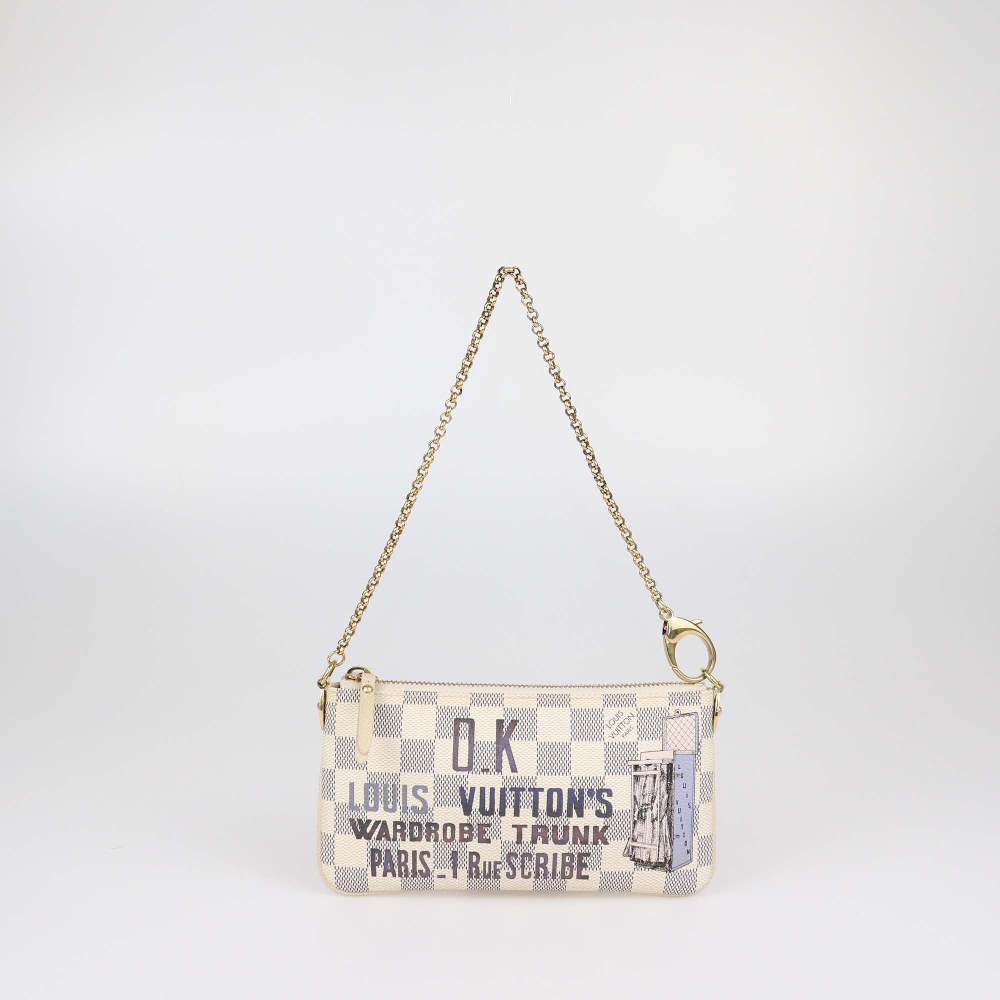 Louis Vuitton Damier Azur Trunks Labels Pochette Milla MM Bag