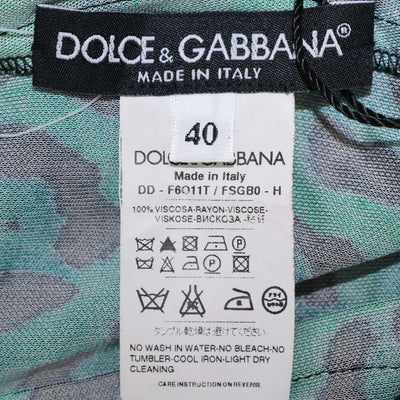 Dolce & Gabbana Green/Black Viscose Leopard Print Ruffled Mini Dress