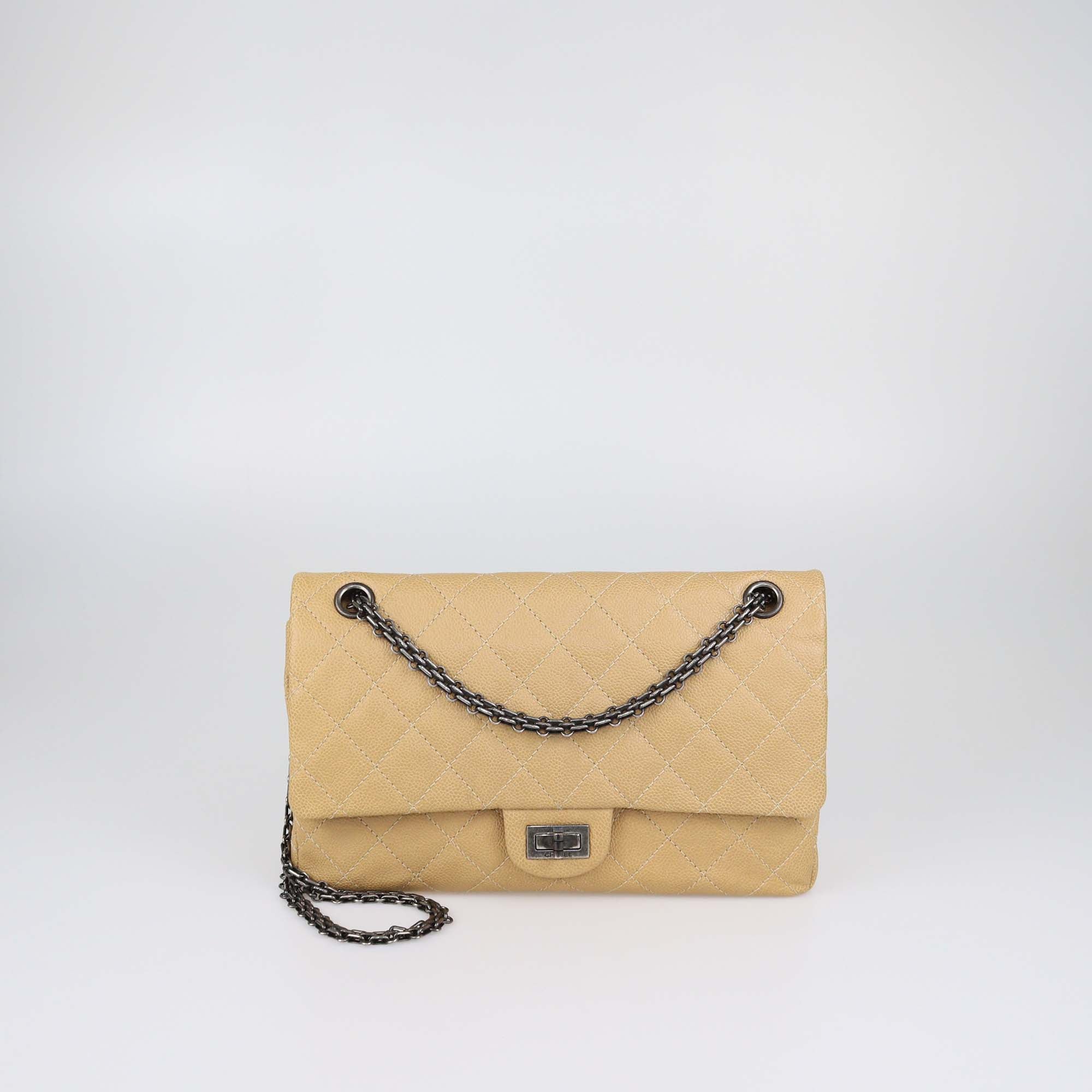 Chanel Beige Quilted Caviar Leather 226 Reissue 2.55 Flap Bag