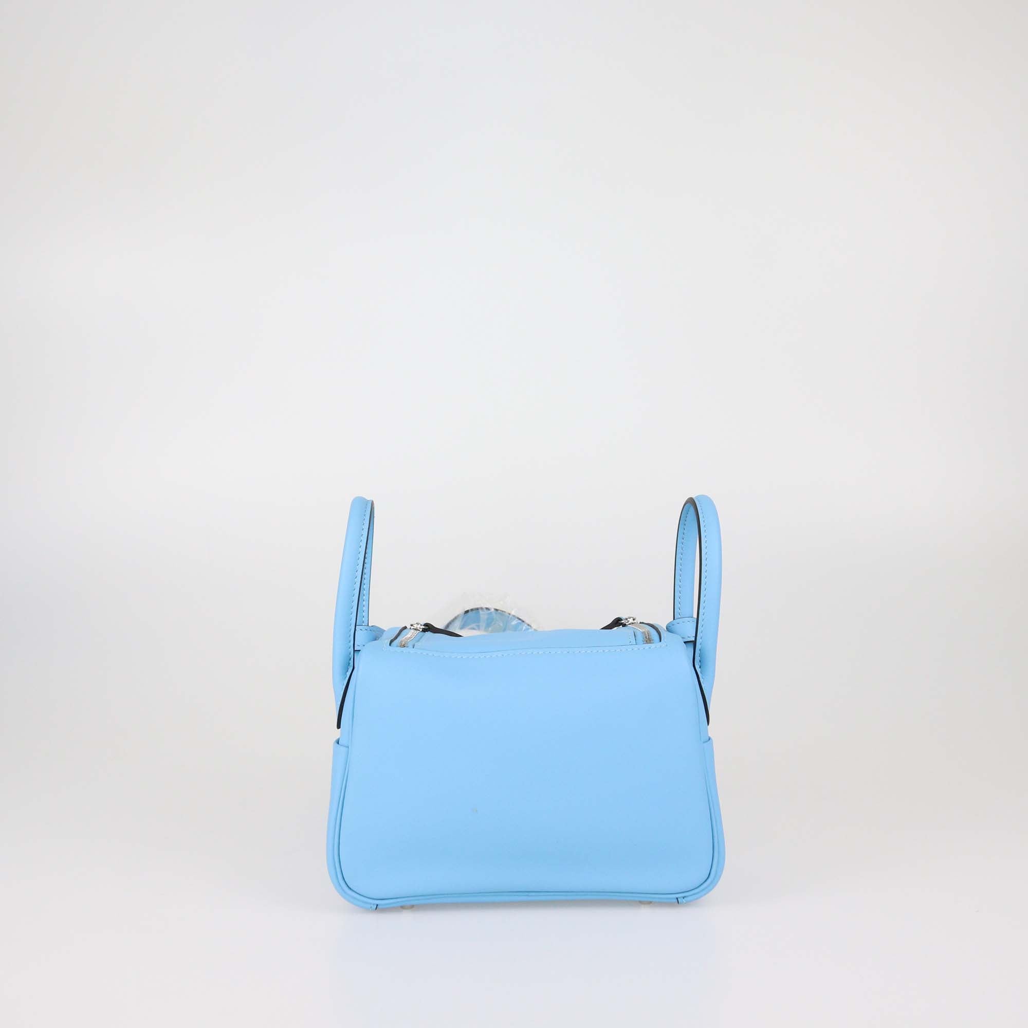 Hermes Bleu Celeste Swift Leather Mini Lindy II PHW Shoulder Bag