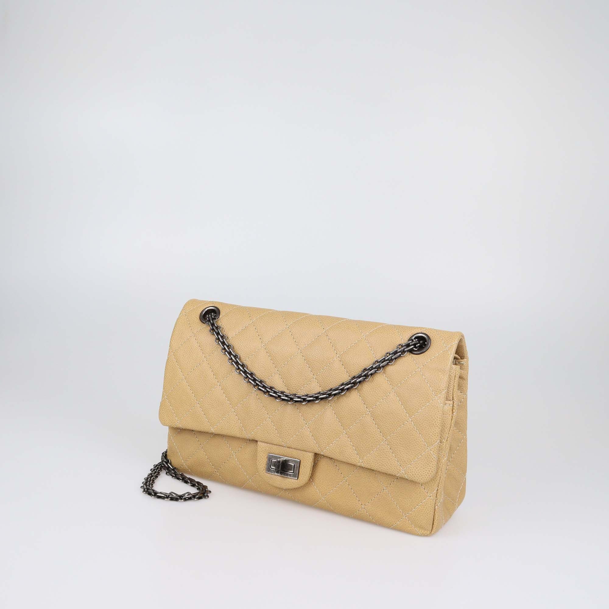 Chanel Beige Quilted Caviar Leather 226 Reissue 2.55 Flap Bag