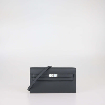 Hermes Grist Misty Evercolor Leather Kelly Wallet To Go PHW