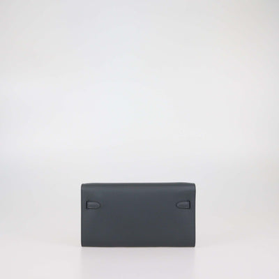 Hermes Grist Misty Evercolor Leather Kelly Wallet To Go PHW