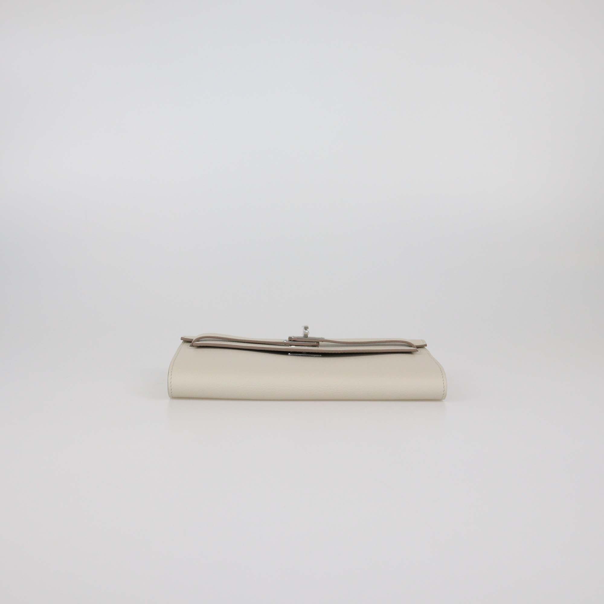 Hermes Beton Evercolor Leather Kelly Wallet To Go PHW