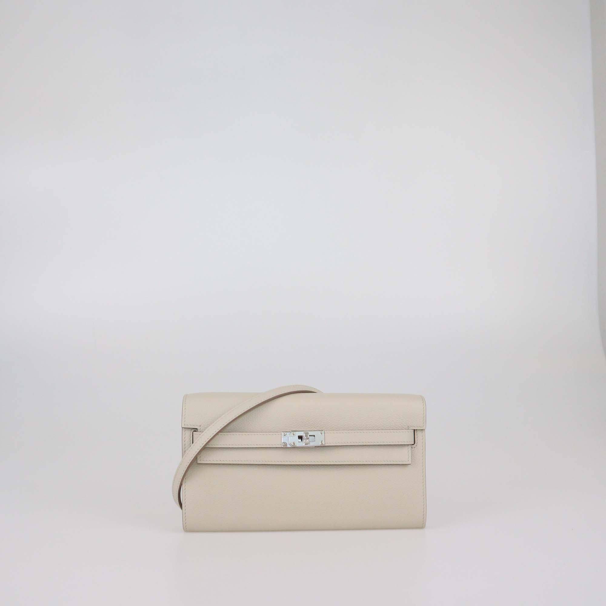 Hermes Beton Evercolor Leather Kelly Wallet To Go PHW