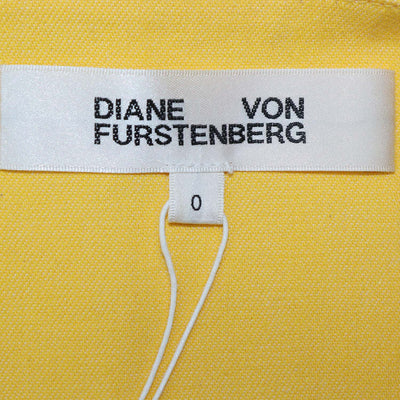Diane Von Furstenberg Yellow Cotton Front Zip Belted Sleeveless Dress
