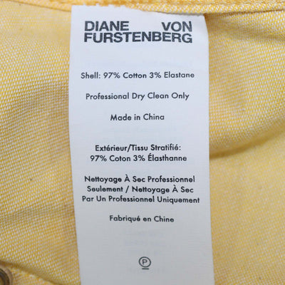 Diane Von Furstenberg Yellow Cotton Front Zip Belted Sleeveless Dress