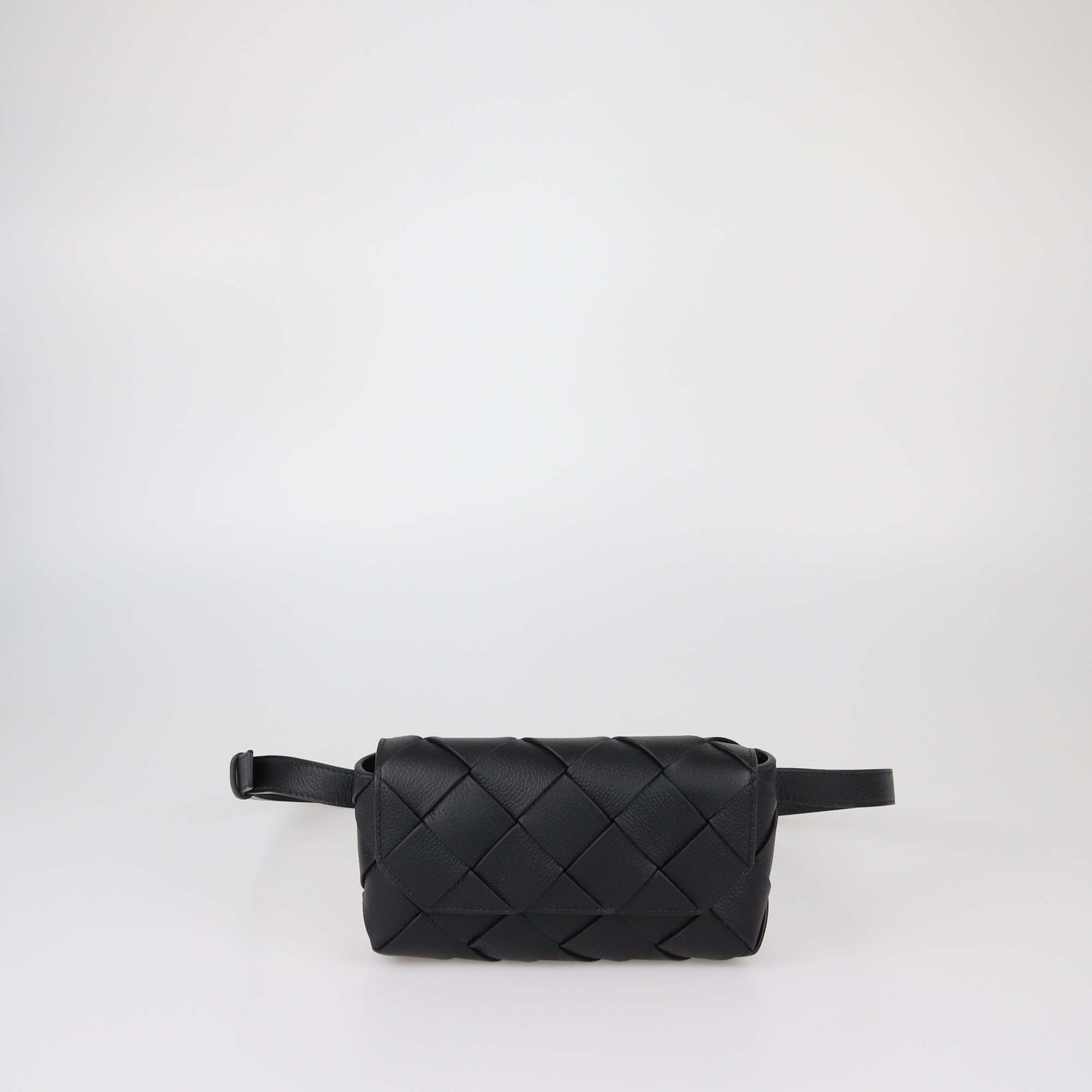Bottega Veneta Black Intreccio Leather Belt Bag