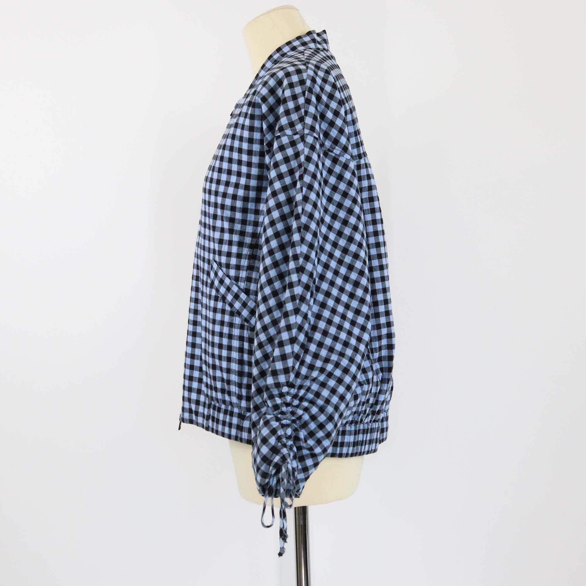Bimba Y Lola Powder Blue Checked Textured Bomber Jacket Womens Bimba Y Lola 