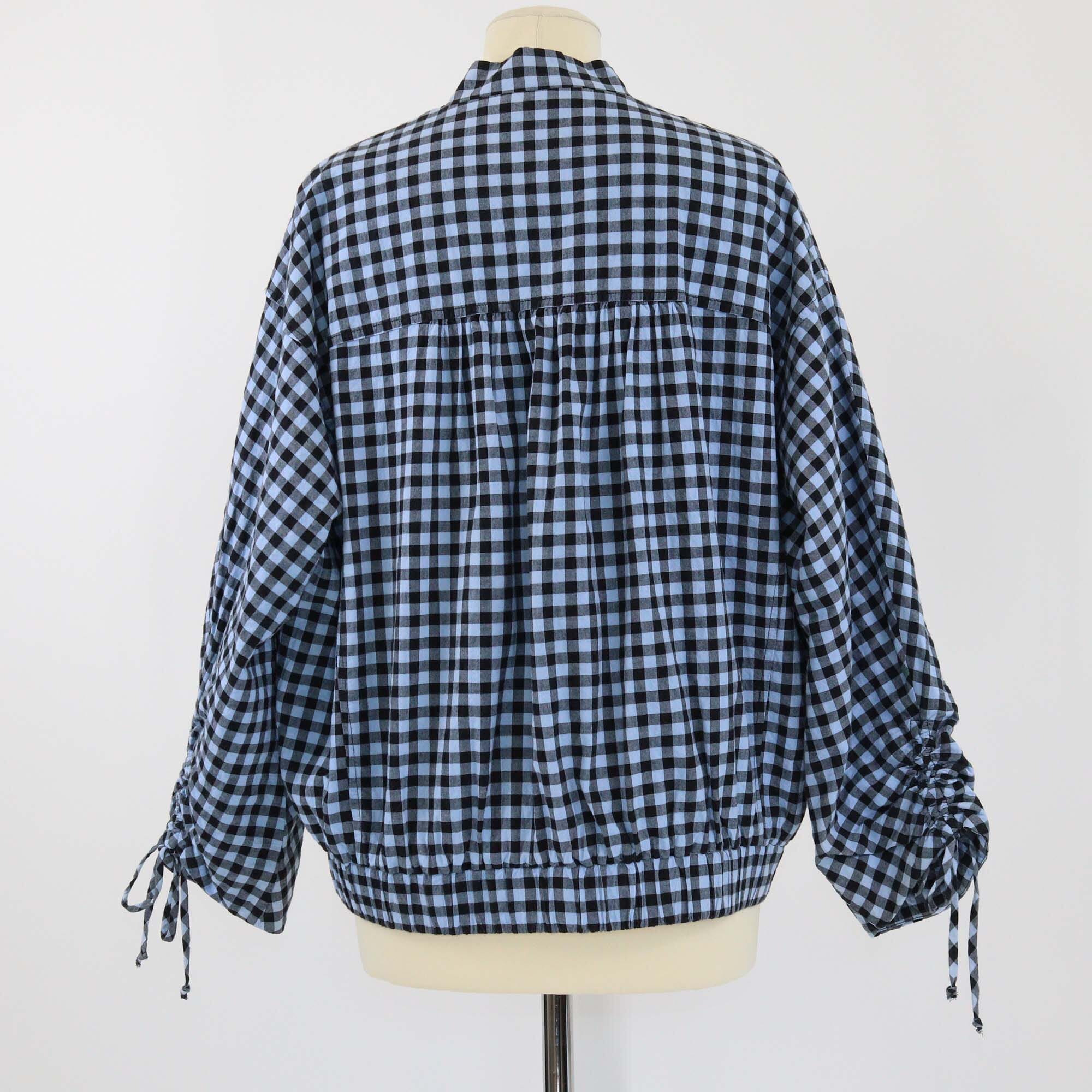 Bimba Y Lola Powder Blue Checked Textured Bomber Jacket Womens Bimba Y Lola 