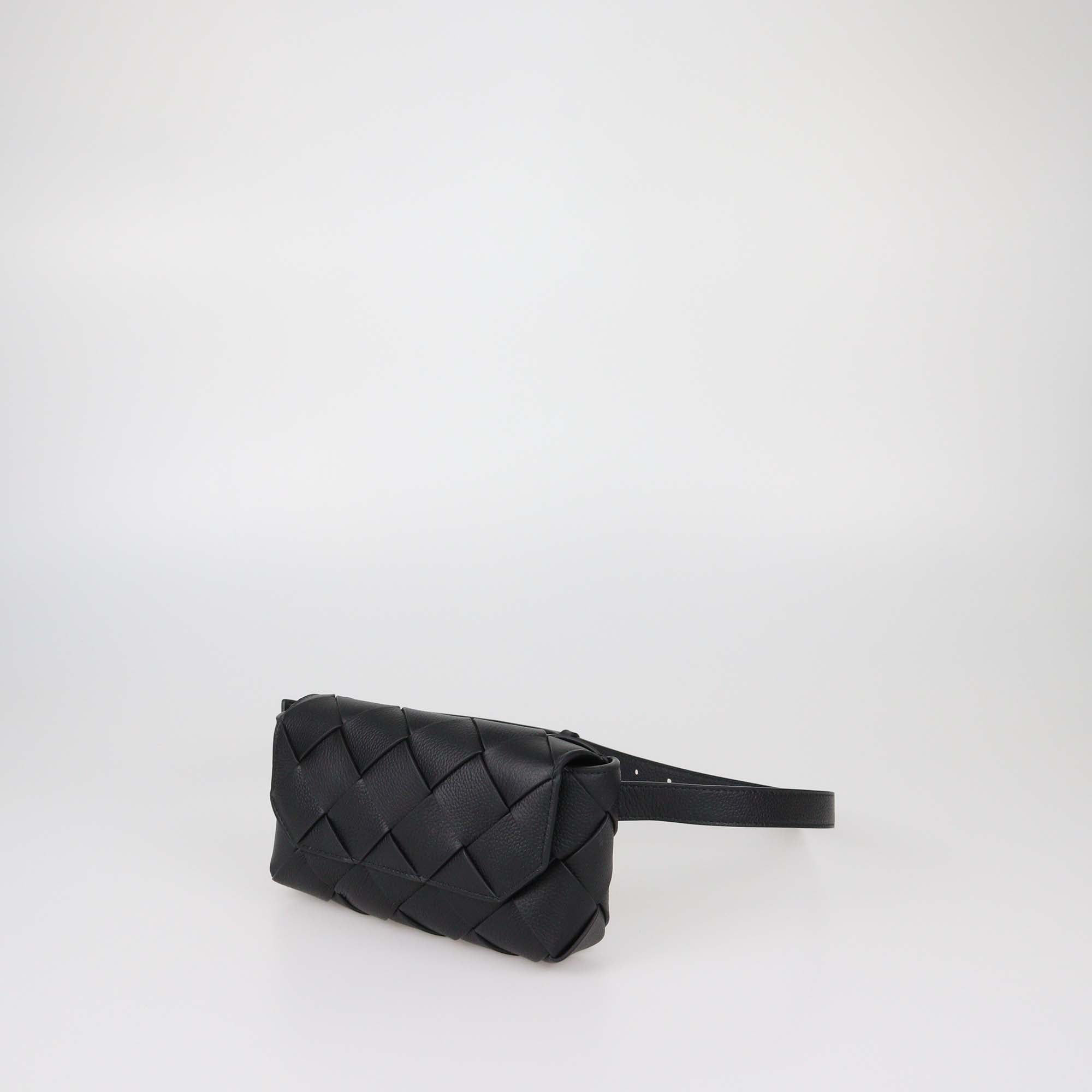 Bottega Veneta Black Intreccio Leather Belt Bag