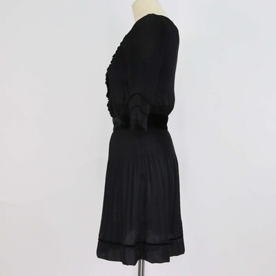 Diane Von Furstenberg Black Jersey Ruffled Jour Mini Dress