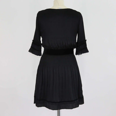 Diane Von Furstenberg Black Jersey Ruffled Jour Mini Dress