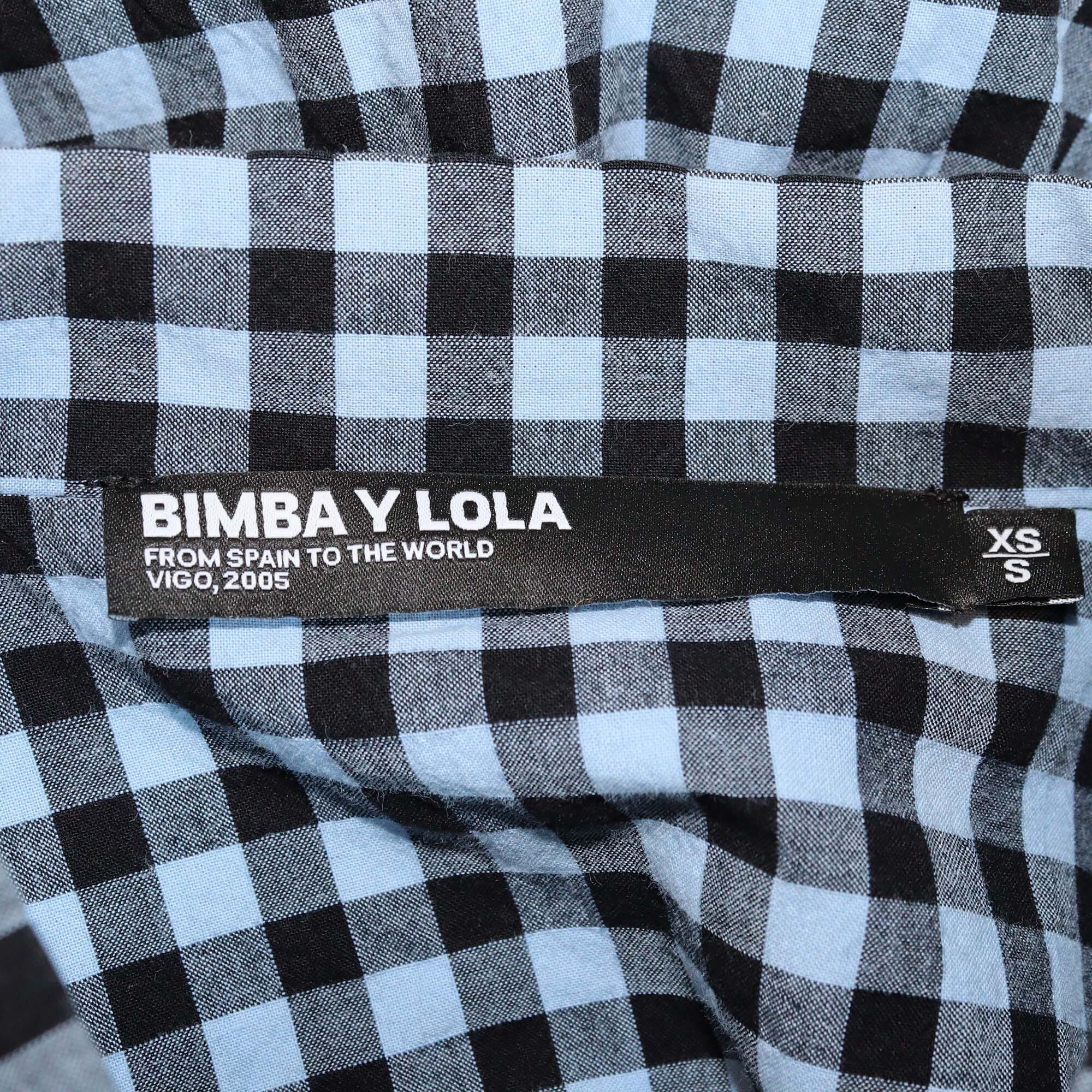 Bimba Y Lola Powder Blue Checked Textured Bomber Jacket Womens Bimba Y Lola 