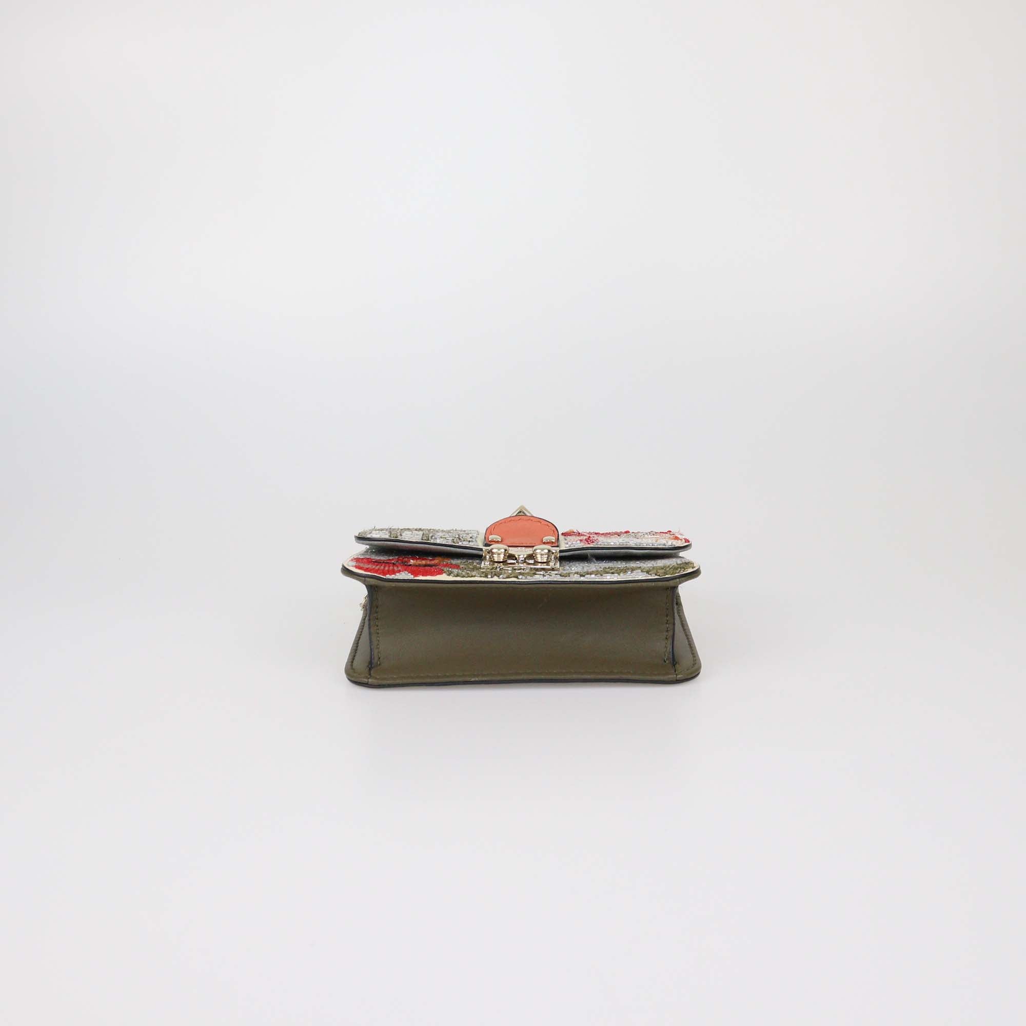 Valentino Multicolor Leather Beaded Rockstud Mini Glam Lock Shoulder Bag