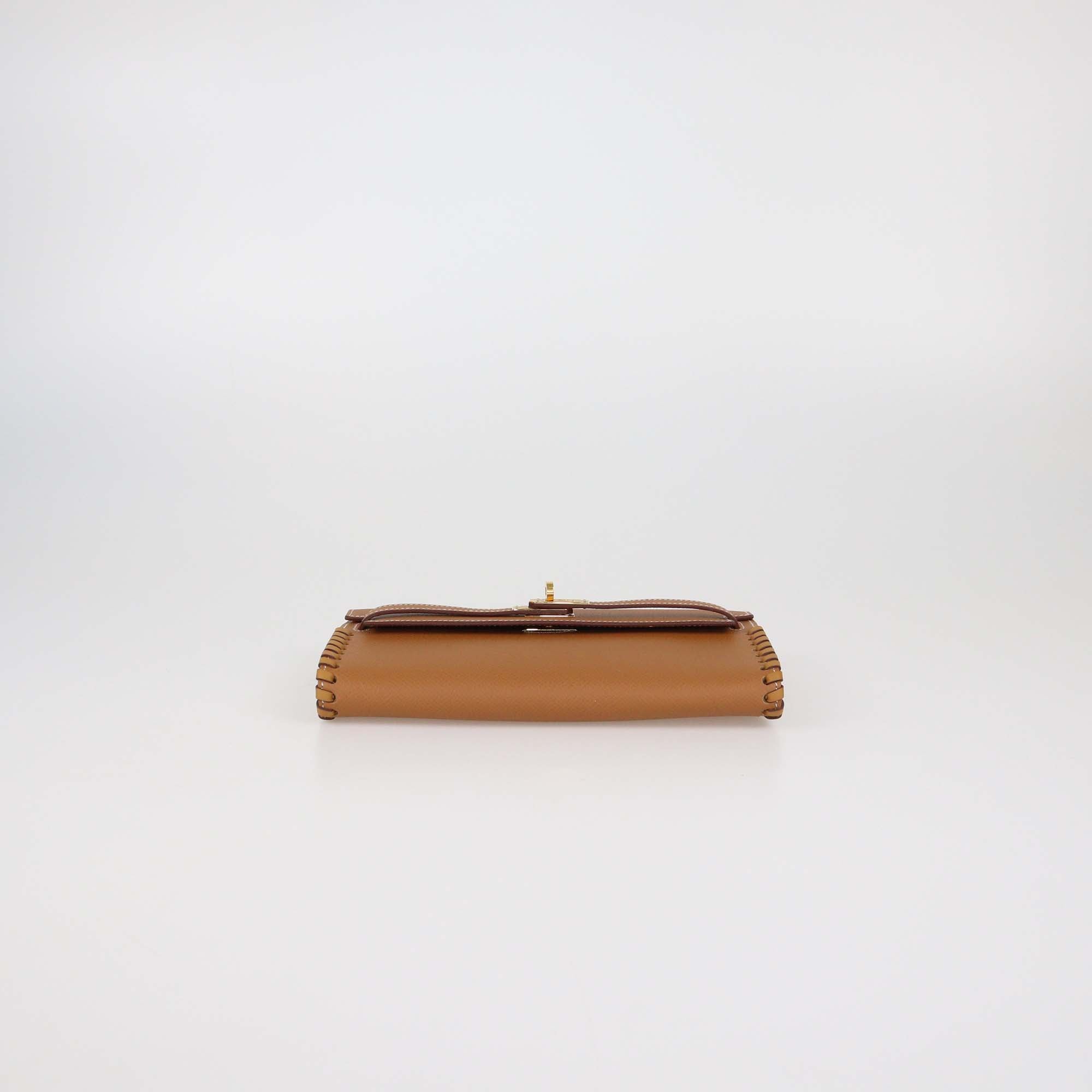 Hermes Gold Epsom/Swift Leather Kelly Wallet To Go Tressage GHW