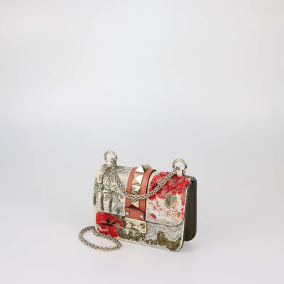 Valentino Multicolor Leather Beaded Rockstud Mini Glam Lock Shoulder Bag