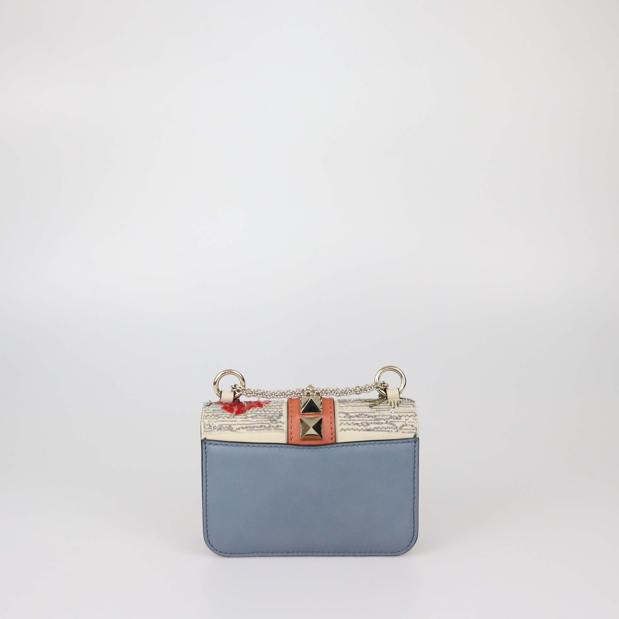 Valentino Multicolor Leather Beaded Rockstud Mini Glam Lock Shoulder Bag