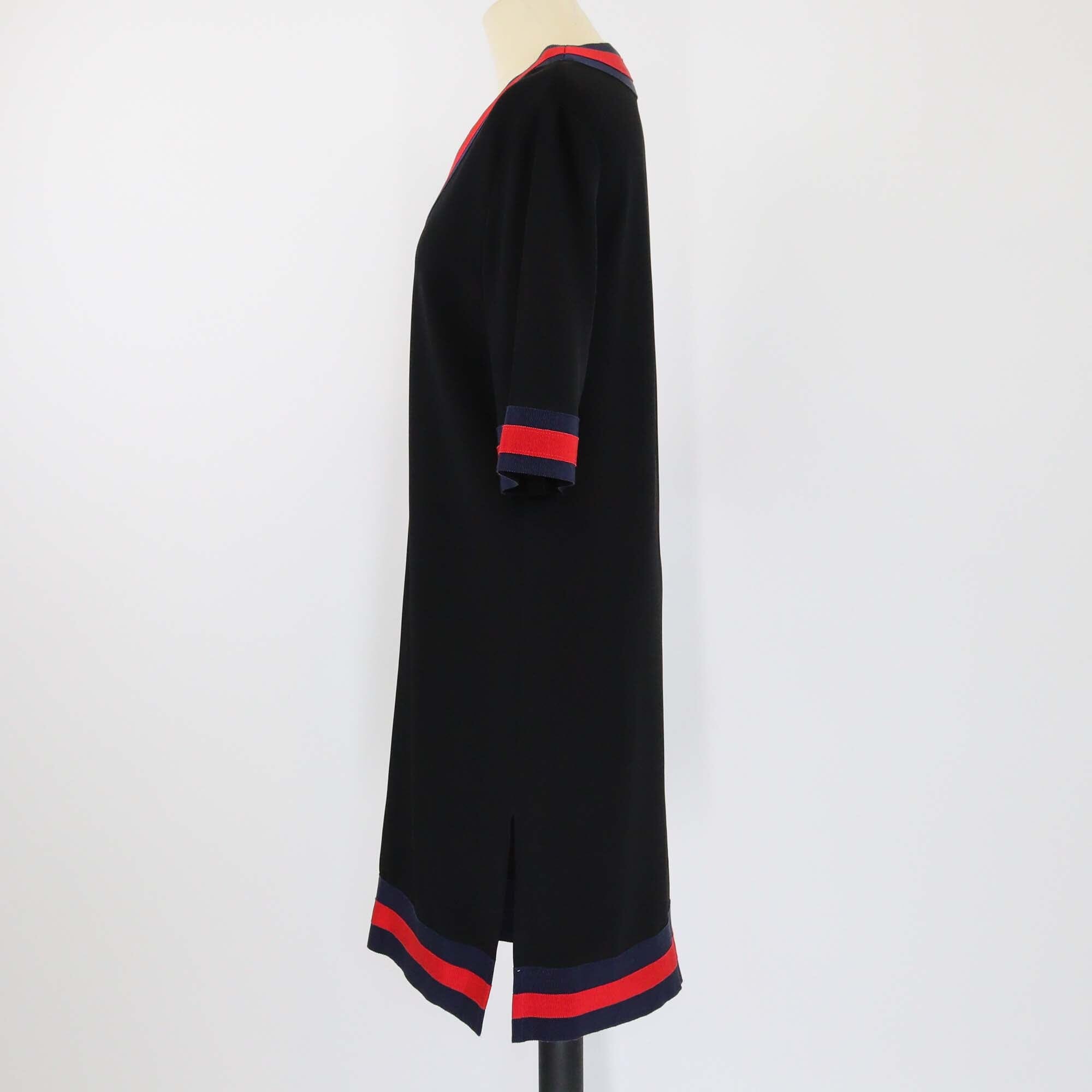 Gucci Black Web V Neck Midi Dress Womens Gucci 