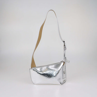 Alexander McQueen Silver Leather T-Bar Sling Shoulder Bag