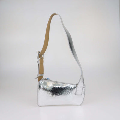 Alexander McQueen Silver Leather T-Bar Sling Shoulder Bag