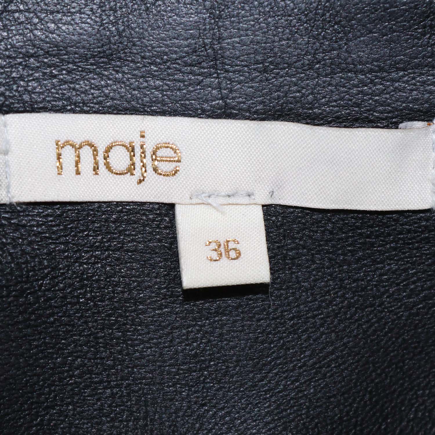 Maje Black Leather Ripoli Mini Shirt Dress