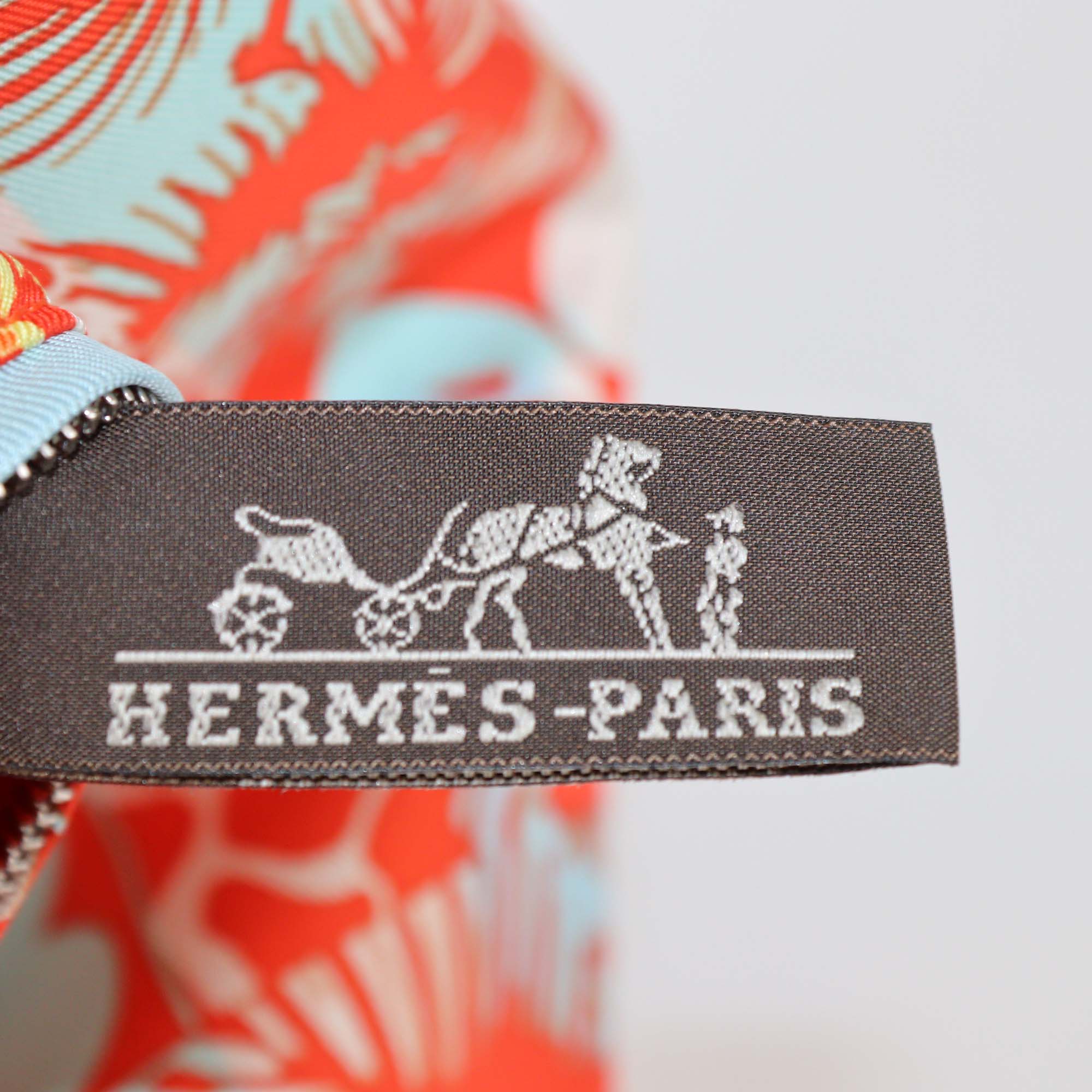 Hermes Capucine/Bleu Zéphyr/Nature Wild Print Silk Balusoie Bag