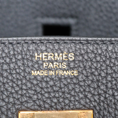 Hermes Black Togo Leather Rose Gold Hardware Birkin 30 Bag