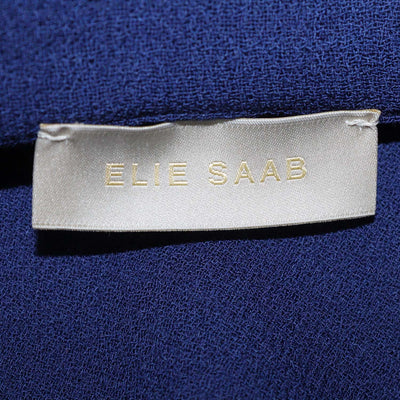 Elie Saab Blue Virgin Wool Crepe Blouse and Side Slit Flared Pants Set