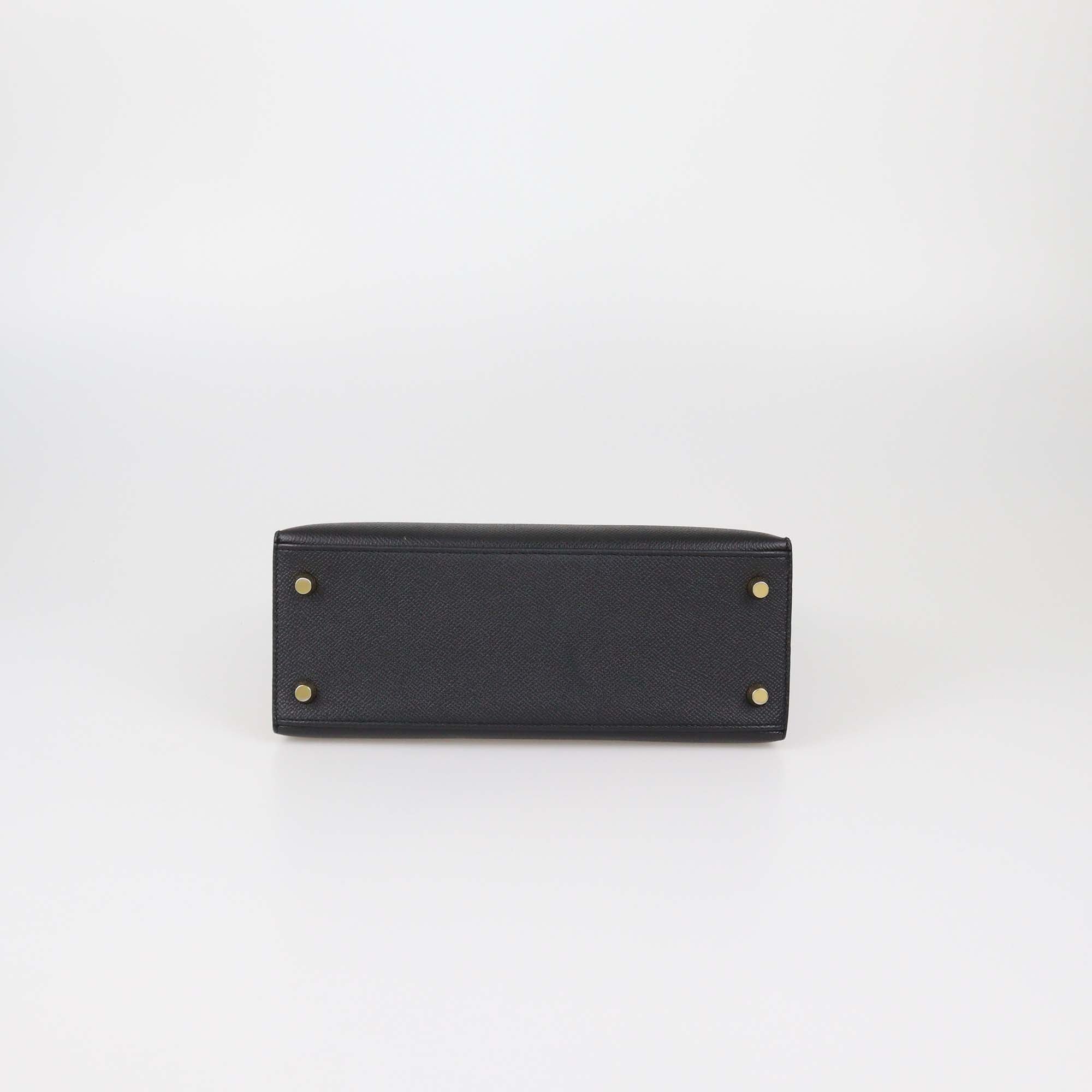 Hermes Black Epsom Leather Gold Hardware Kelly Sellier 25 Bag