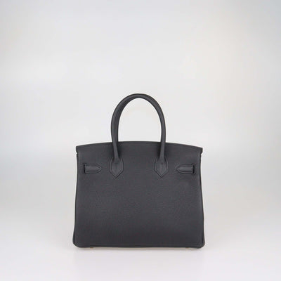 Hermes Black Togo Leather Rose Gold Hardware Birkin 30 Bag