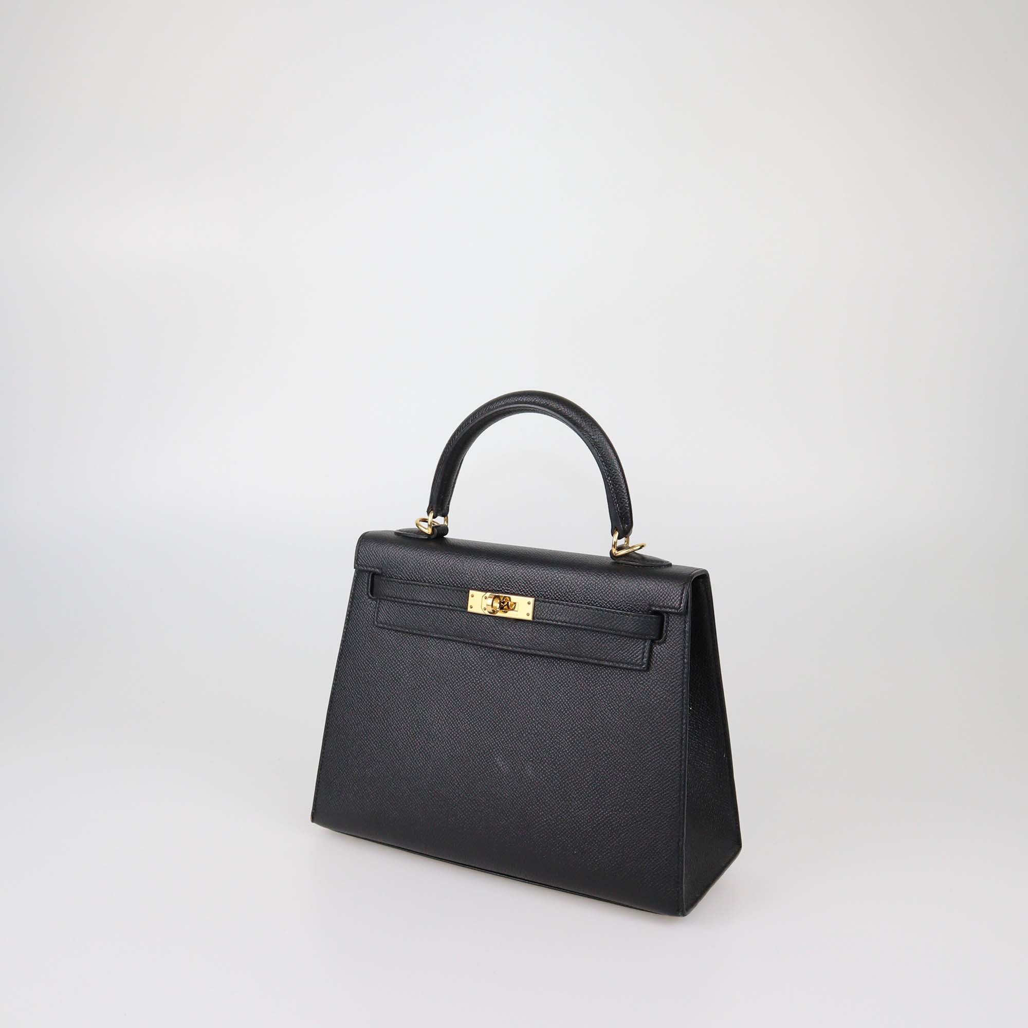 Hermes Black Epsom Leather Gold Hardware Kelly Sellier 25 Bag