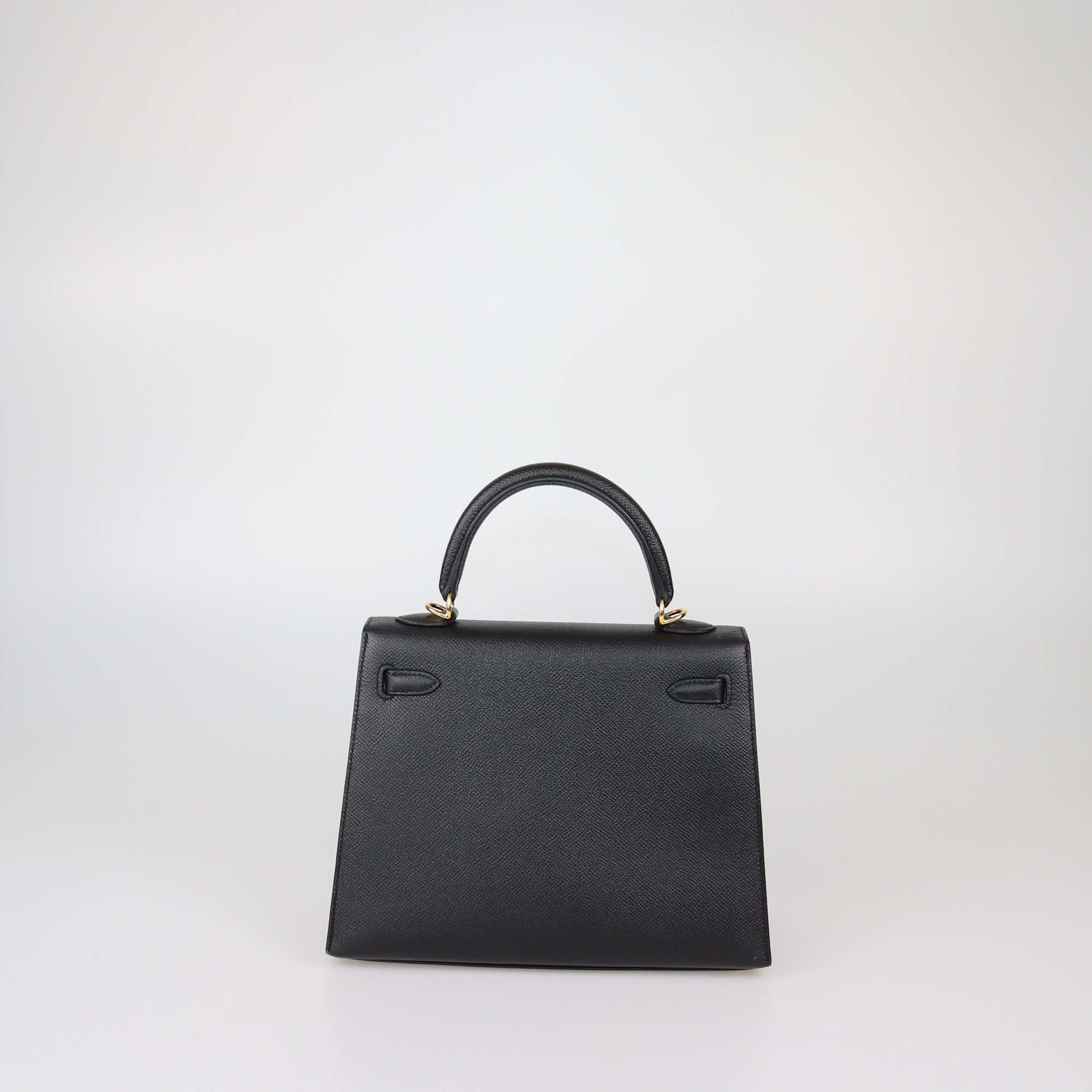 Hermes Black Epsom Leather Gold Hardware Kelly Sellier 25 Bag