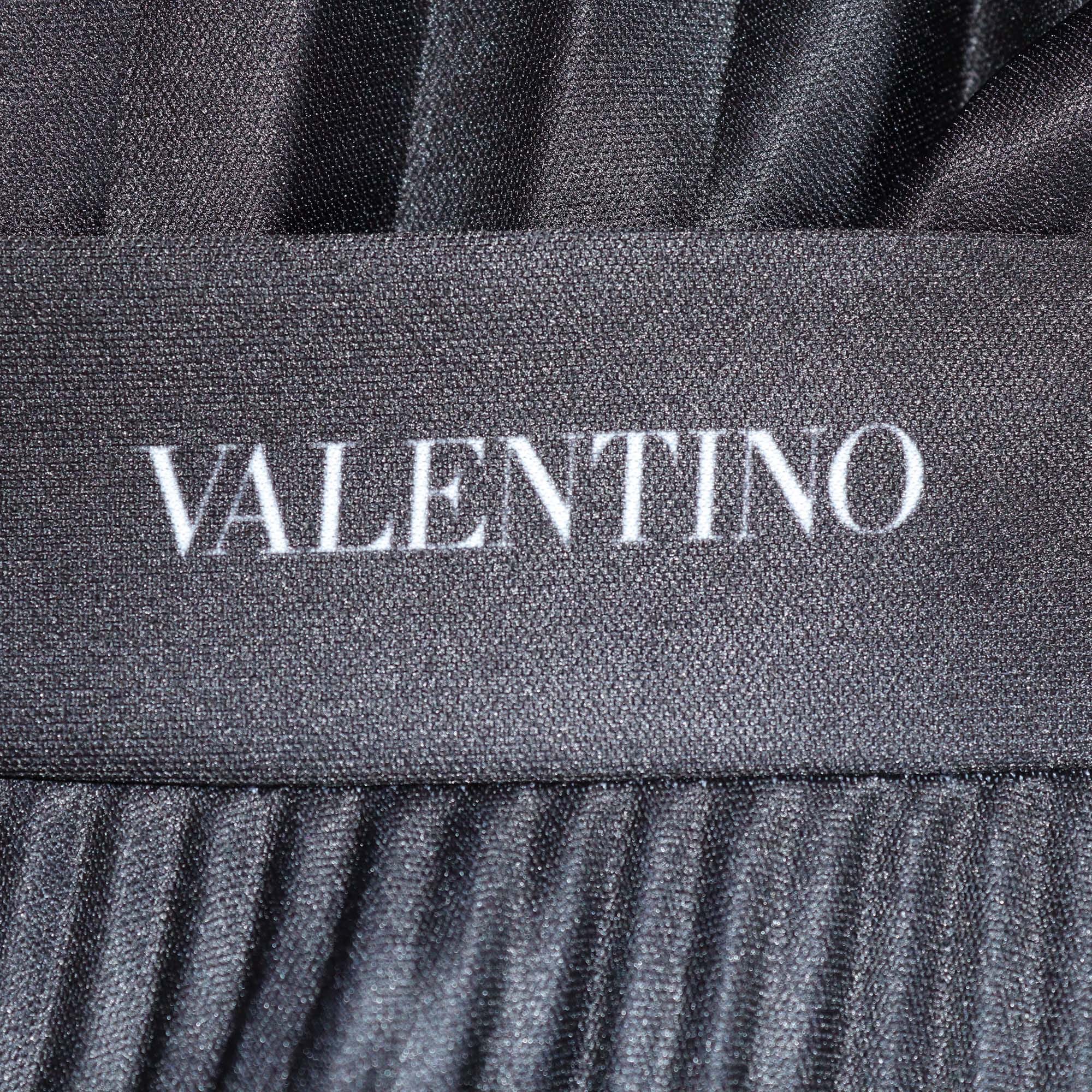 Valentino Black Printed Pleated Midi Skirt Womens Valentino 