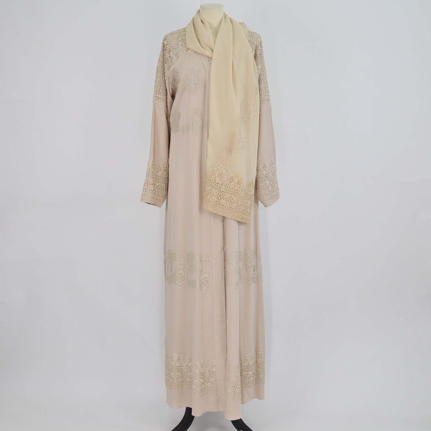 Dolce & Gabbana Beige Silk Blend Cape Abaya Dress
