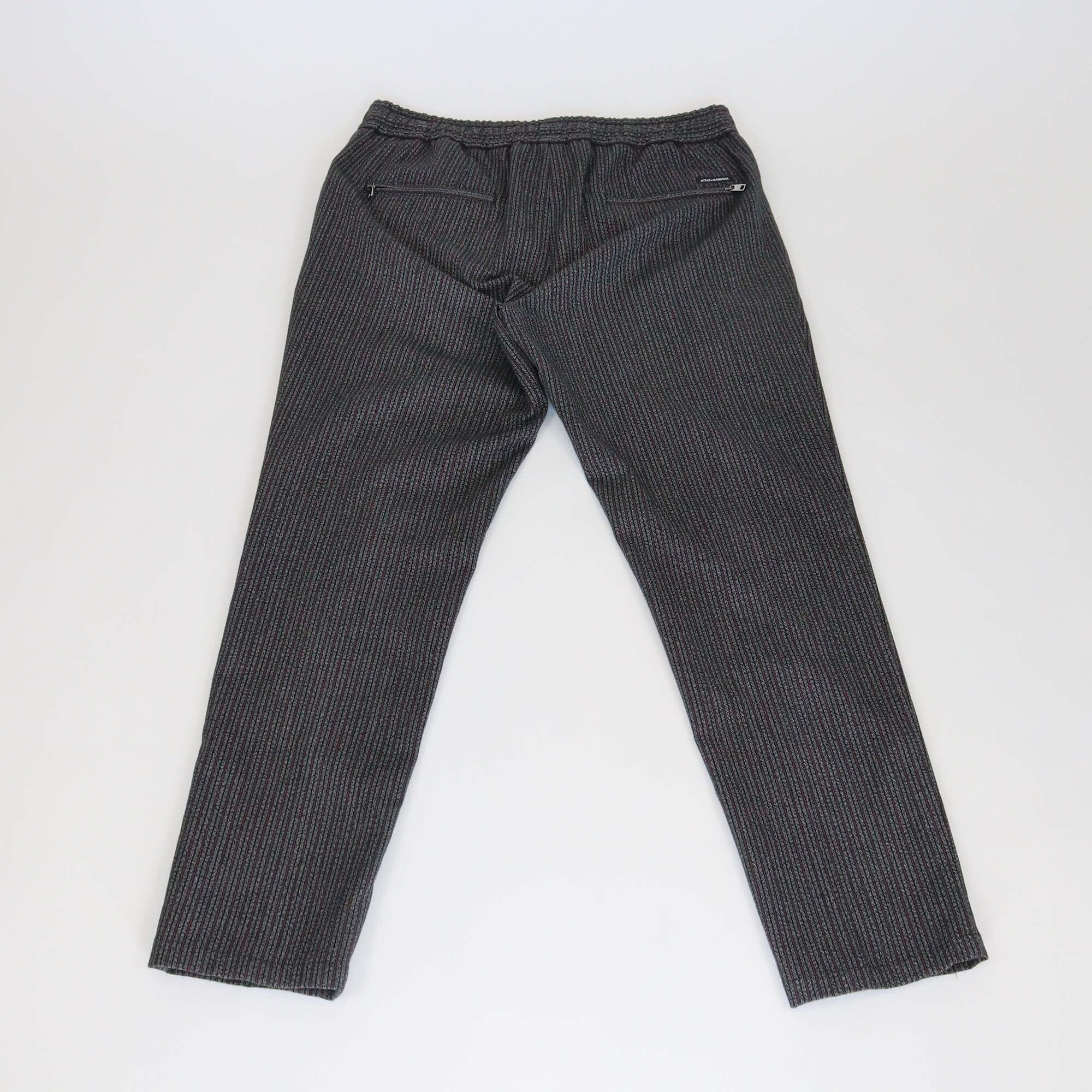 Dolce & Gabbana Dark Grey Pinstripe Drawstring Pants Mens Dolce & Gabanna 