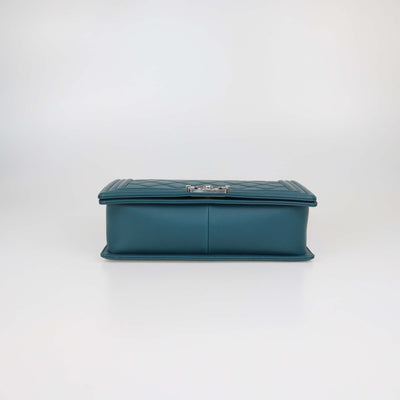 Chanel Teal Blue Quilted Leather New Medium Boy Flap Bag