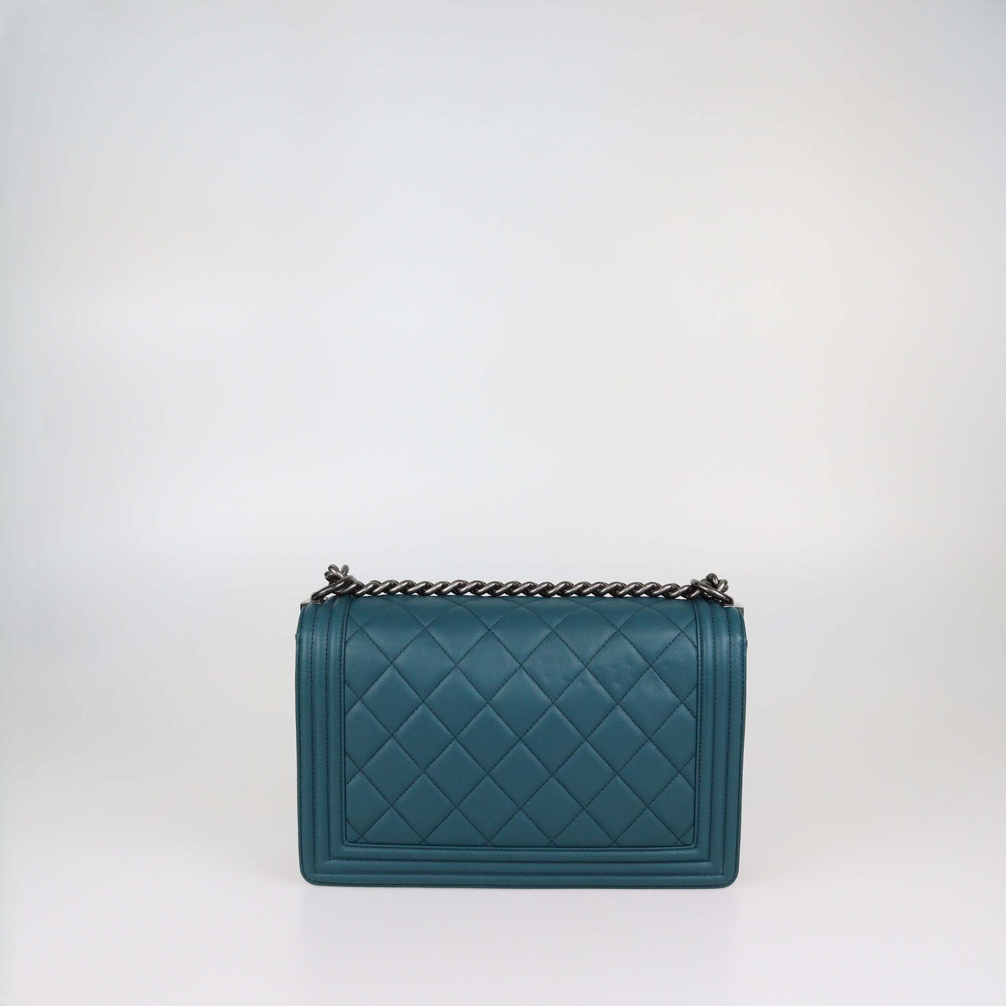 Chanel Teal Blue Quilted Leather New Medium Boy Flap Bag
