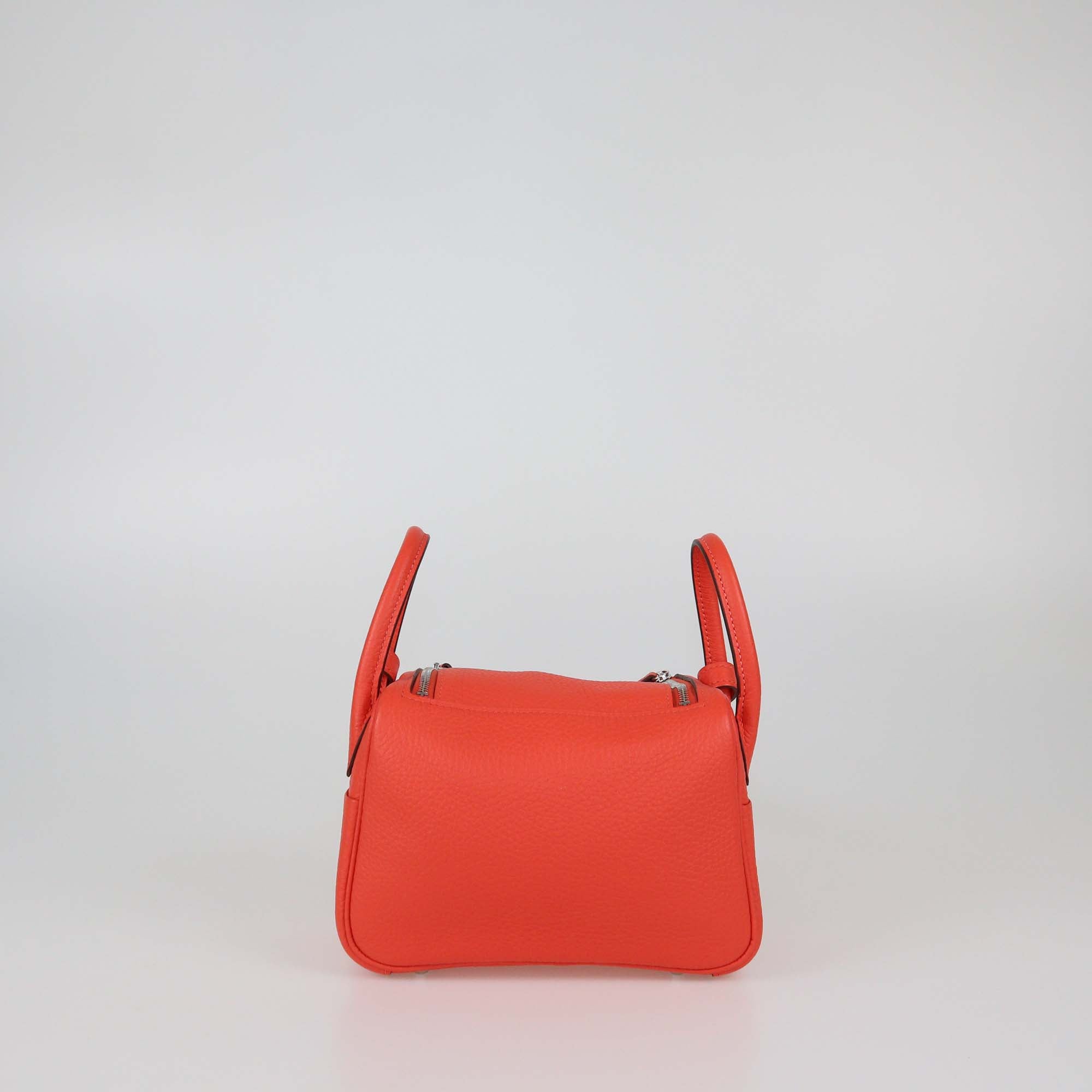 Hermes Orange Field Clemence Leather Lindy Mini II Bag